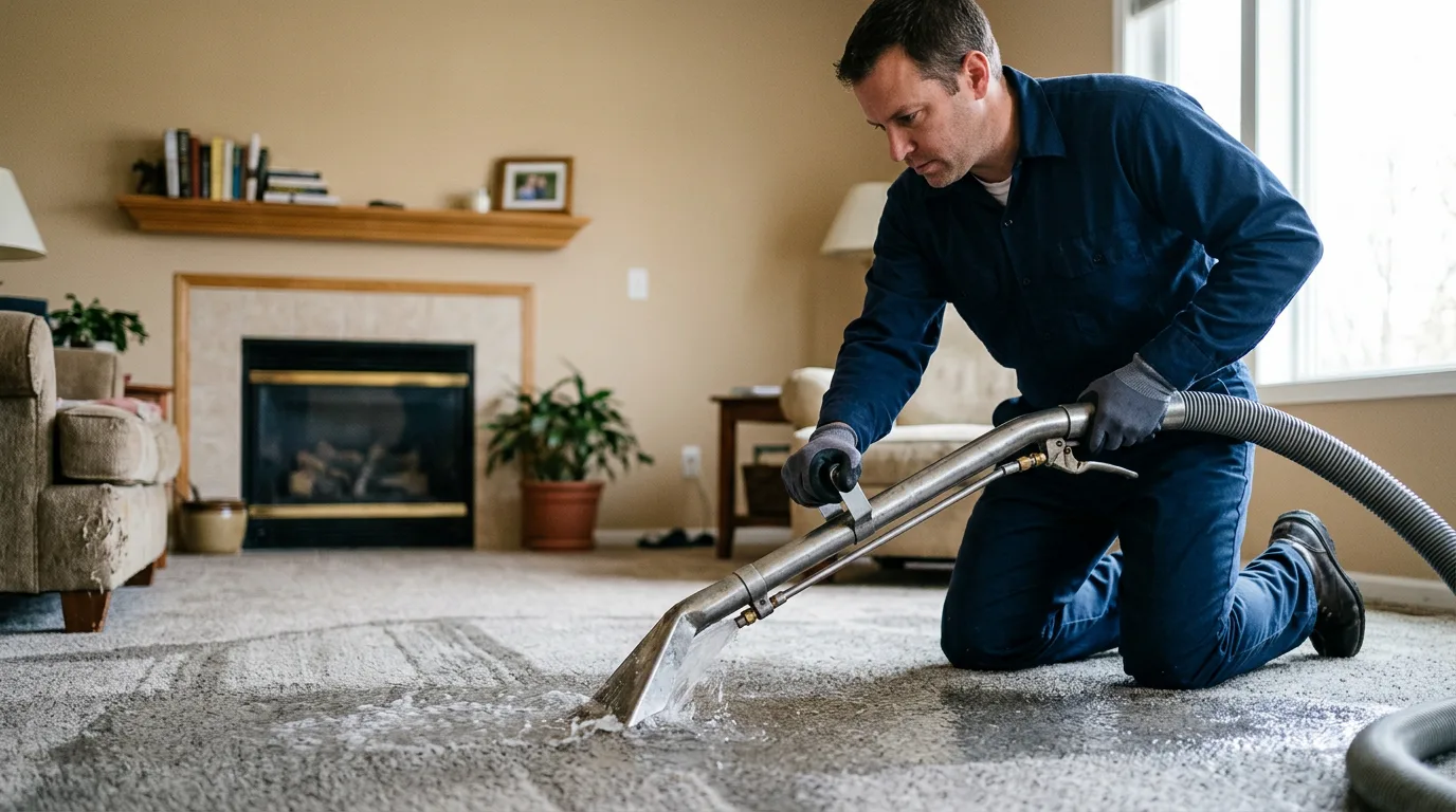 Water damage restoration technician working near Glencoe, MN